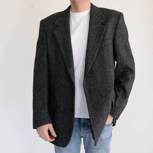 Moores Vintage 100% Pure Wool Grey Tweed Sports  Blazer Jacket ~42Long